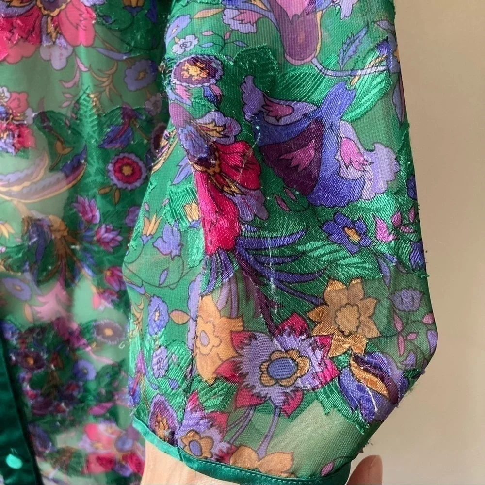 Victoria’s Secret | Vintage Gold Label Sheer Green Floral Maximalist Sleep Top - Picture 7 of 9